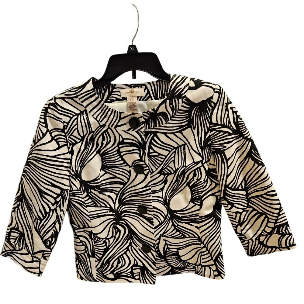 Covington Black & White Patterned Cropped Jacket